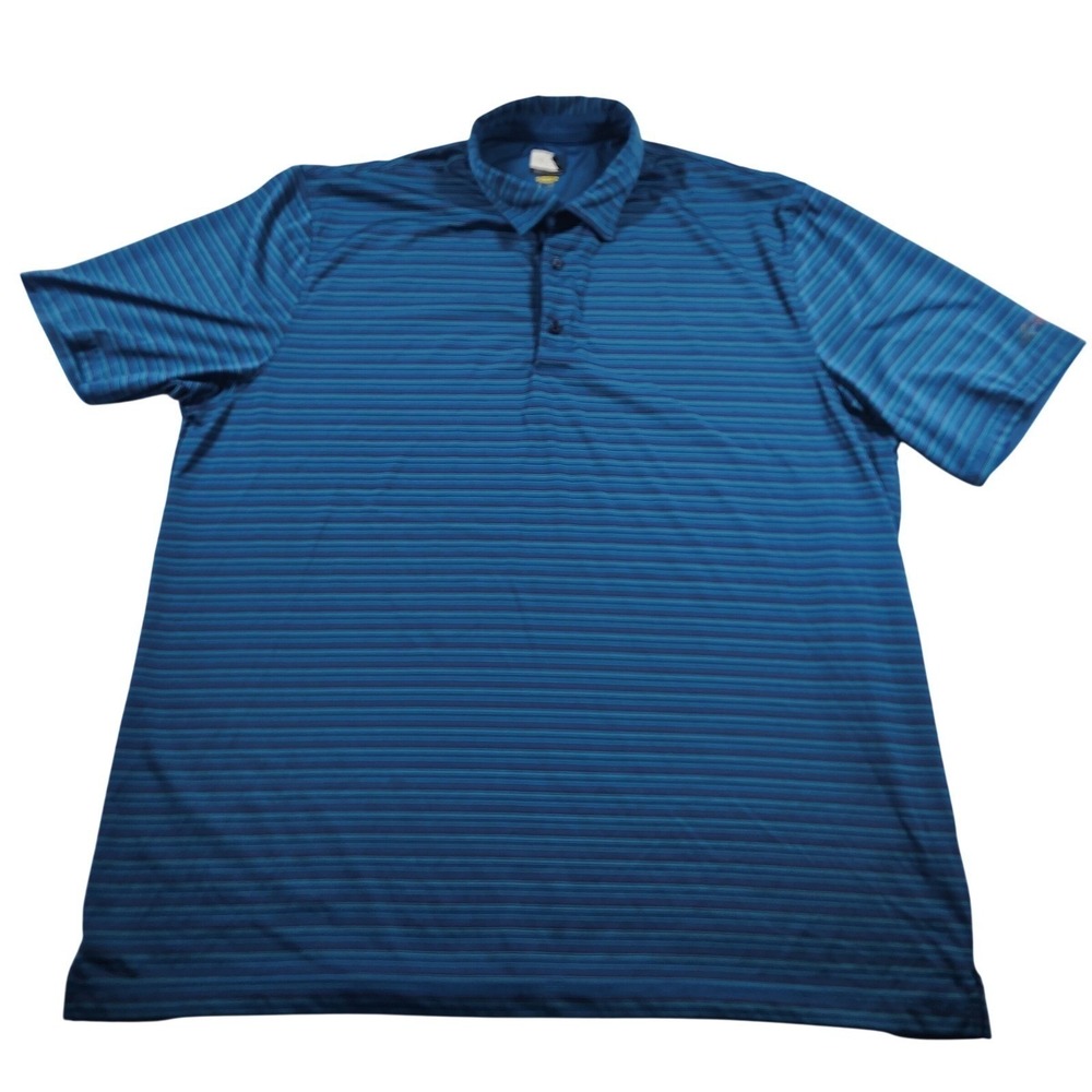 Greg Norman Play Dry Mens XL Blue Striped Golf Polo Shirt Short Sleeve golf